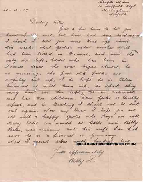 Letter to sister Winifred
